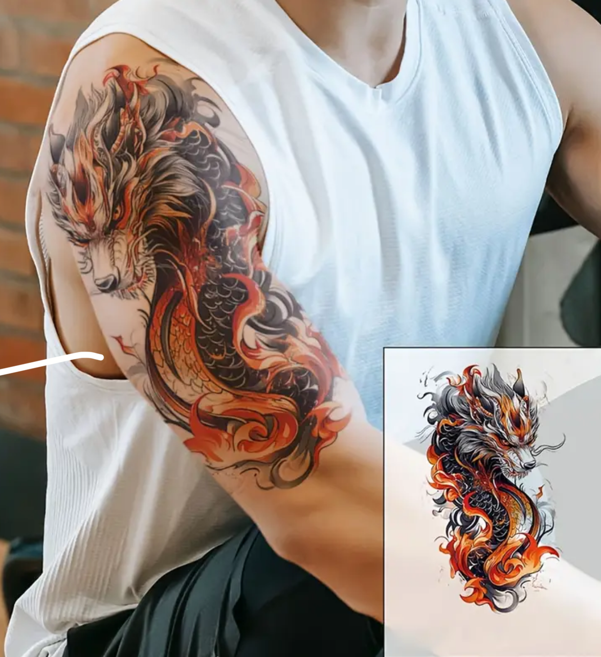 Dragon traditionnel asiatique en feu
