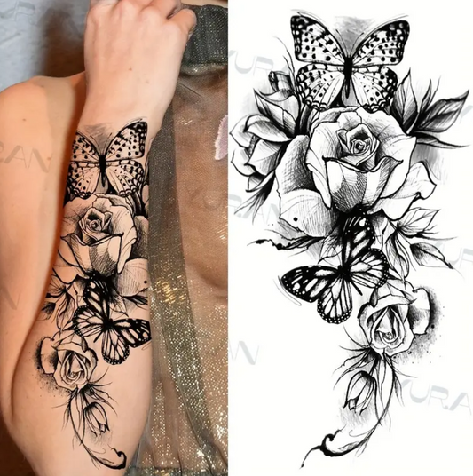 Composition florale avec papillons