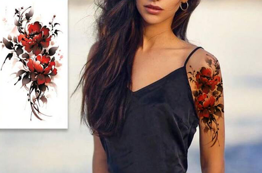 Composition florale rouge et noir
