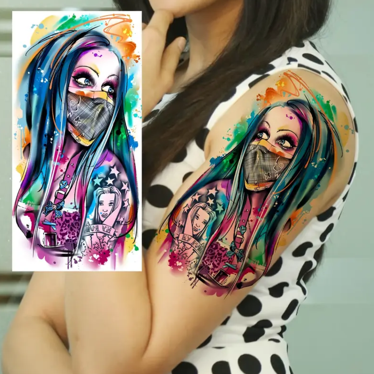 Femme masquée style aquarelle