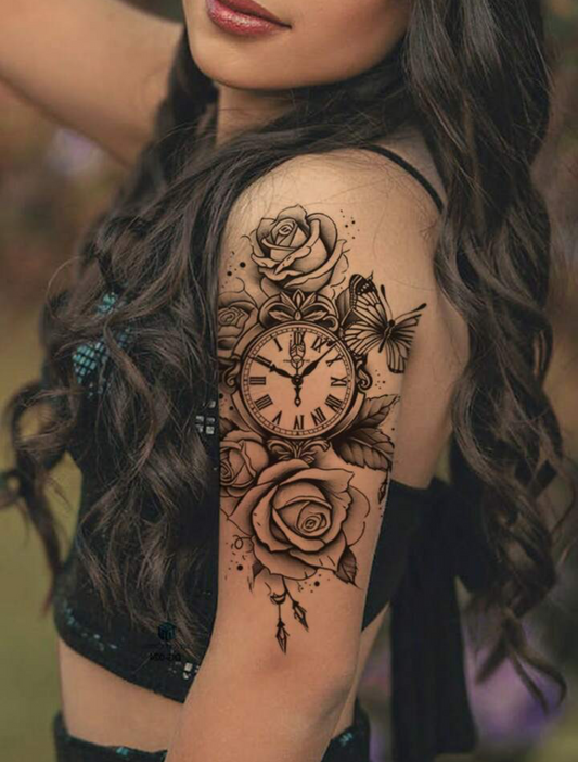 Fleurs avec cadran d'horloge
