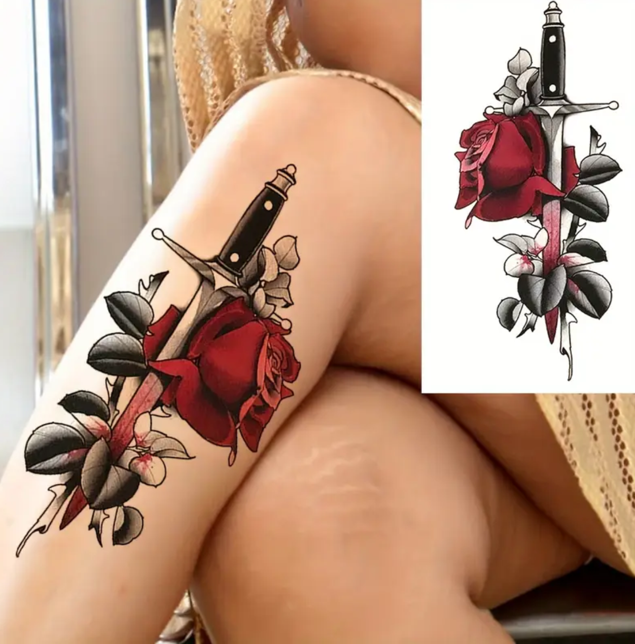Rose rouge avec épée